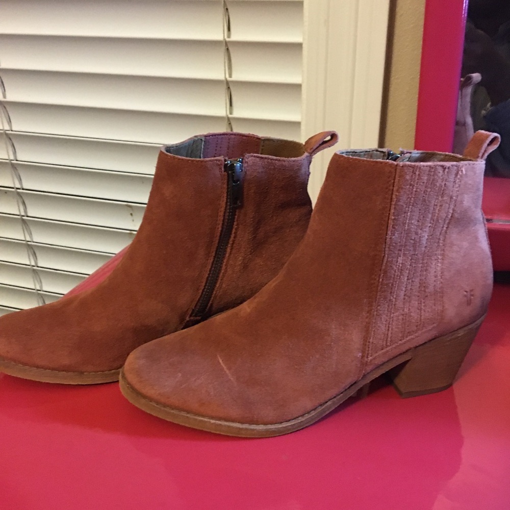 Frye Orange suede ankle boots